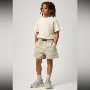 Essentials Fear of God Boys Athletic Shorts Beige Adjustable Waist Size 8